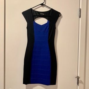 EXPRESS Black and Blue Colorblock Dress - Size 0